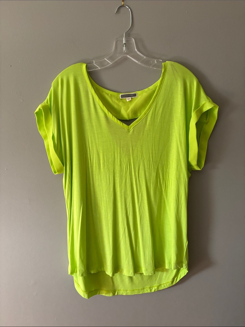Pleione Neon Lime V-Neck Short Sleeve Tee